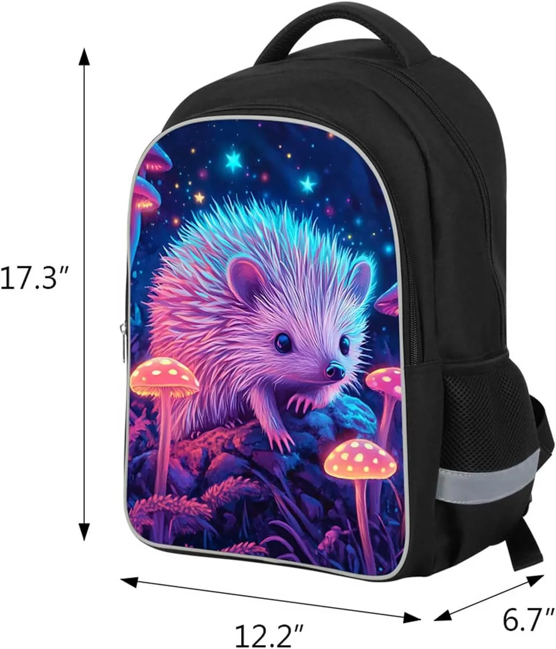 Kids School Backpack for Boys Girls, Children Teens Back Pack for Elementary Primary, Polyester Bookbag, 17" Large Capacity Hedgehog School Bag, Rectangular, Top Handle