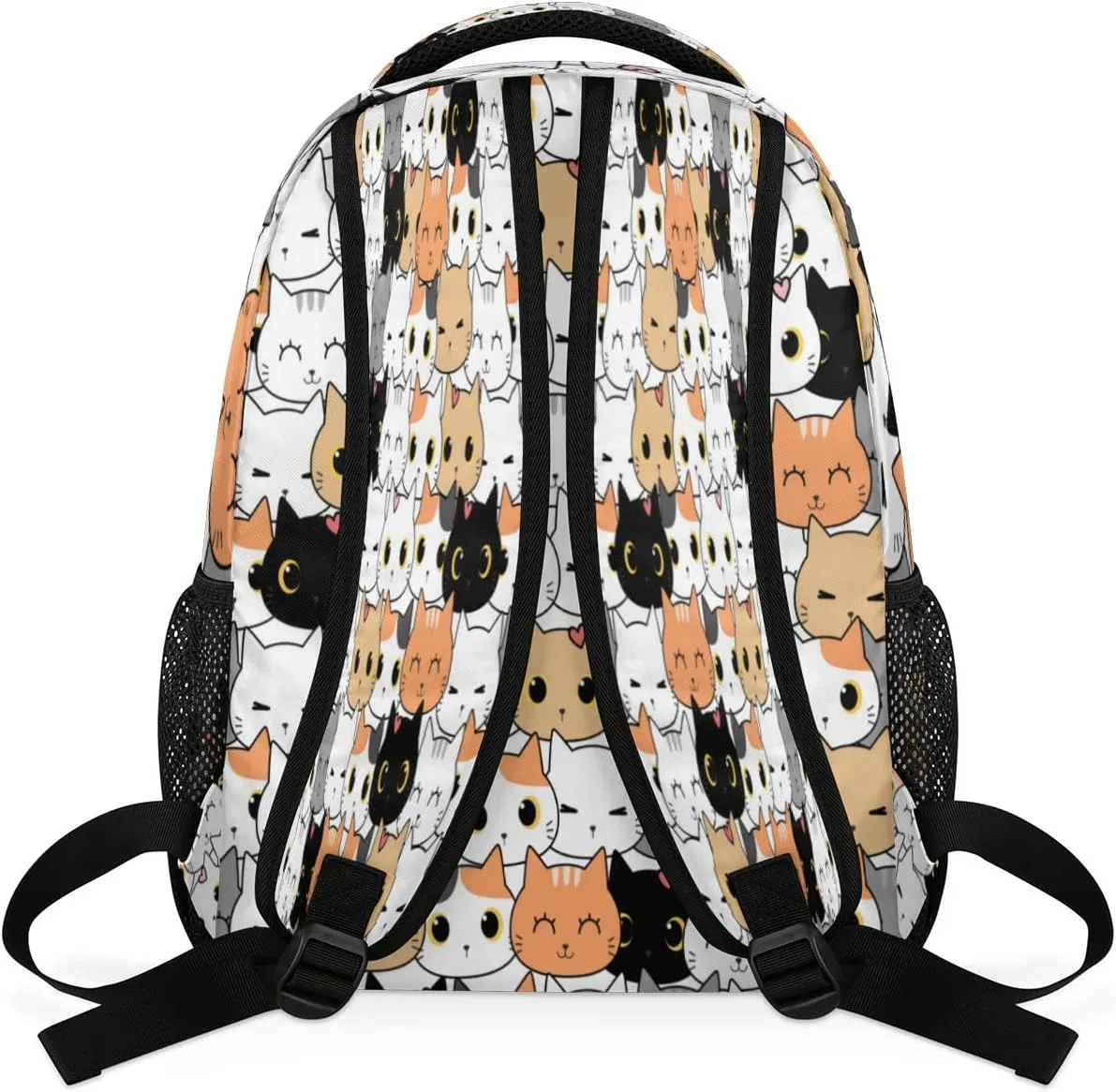 Kids School Backpack for Girls Boys School Bag Large Bookbag Lightweight Elementary Laptop Bag Travel Hiking Daypack (Cute Cat)