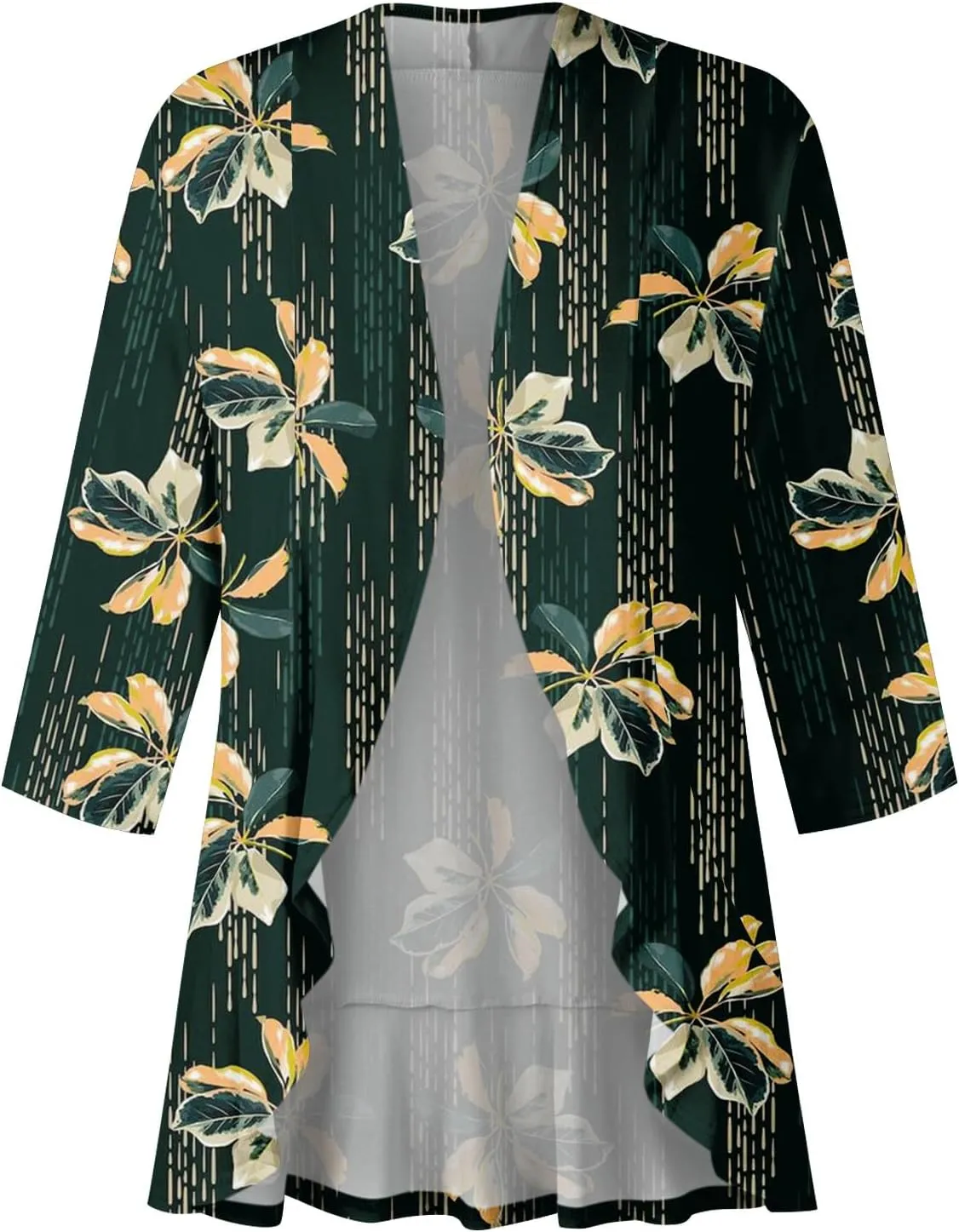Kimono Cardigan Summer Cardigans for Women 2023 Trendy Ethnic Style Open Front 3/4 Sleeve Cardigan Open Front Tops