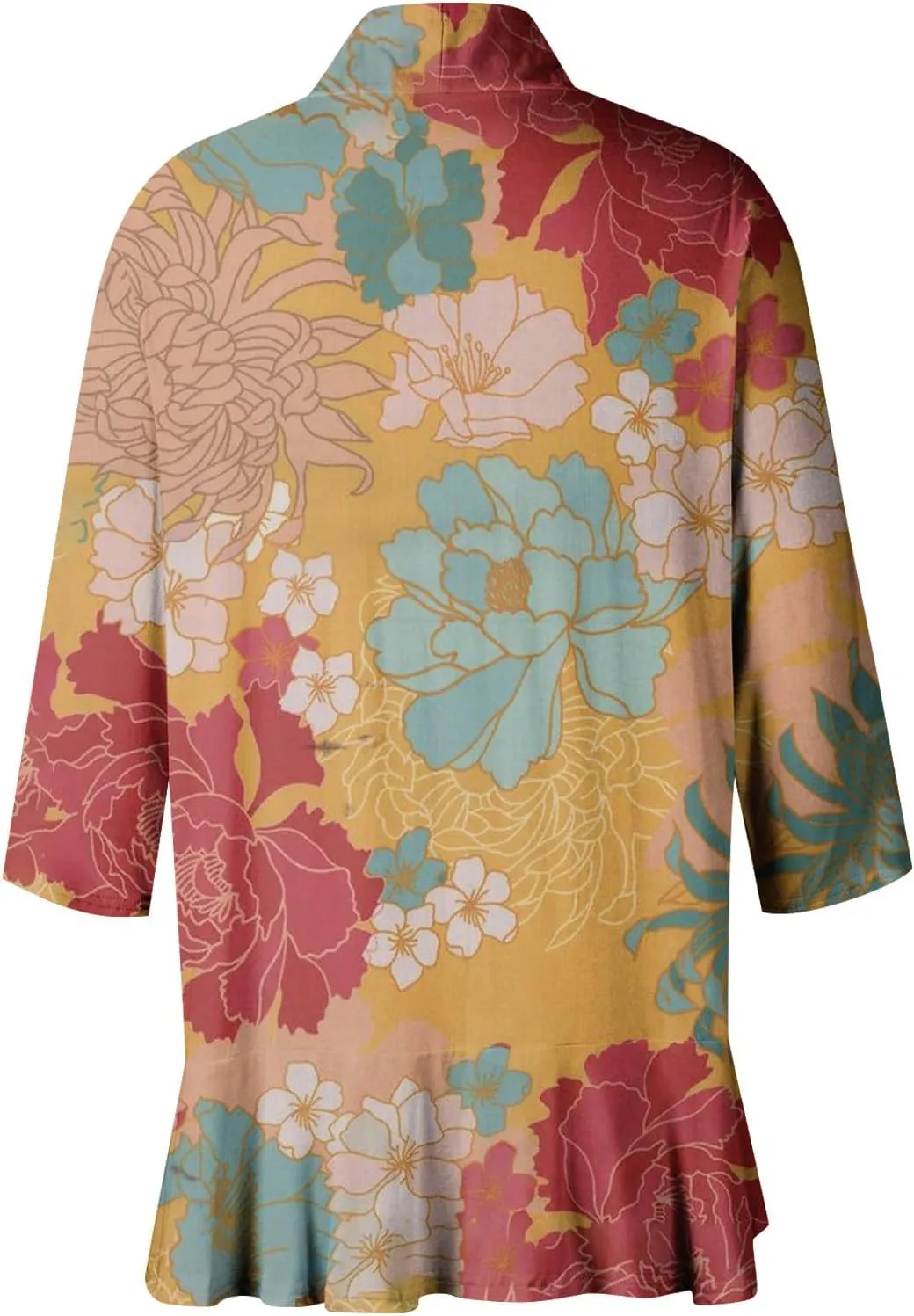 Kimono Cardigan Summer Cardigans for Women 2023 Trendy Ethnic Style Open Front 3/4 Sleeve Cardigan Open Front Tops
