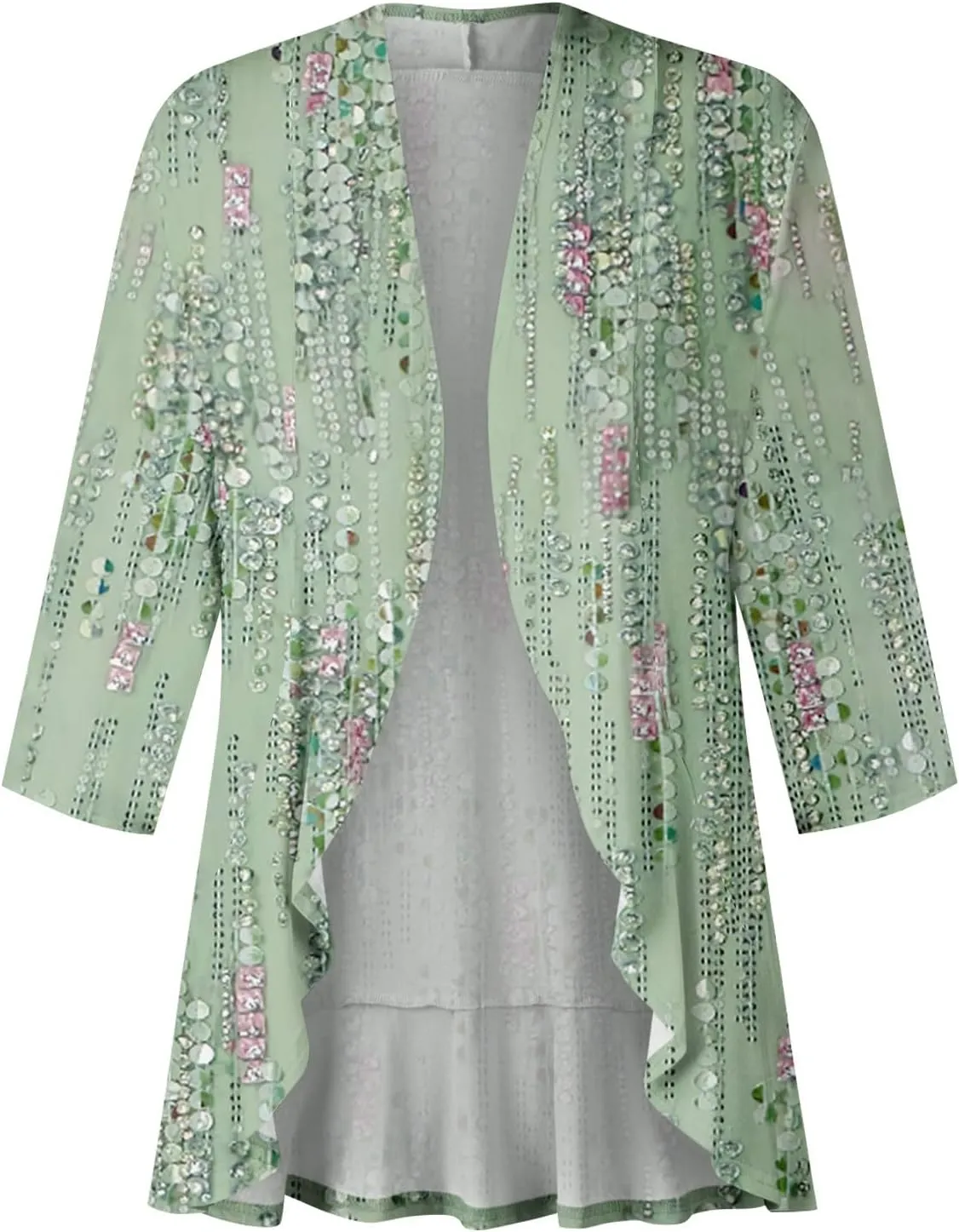 Kimono Cardigan Summer Cardigans for Women 2023 Trendy Ethnic Style Open Front 3/4 Sleeve Cardigan Open Front Tops