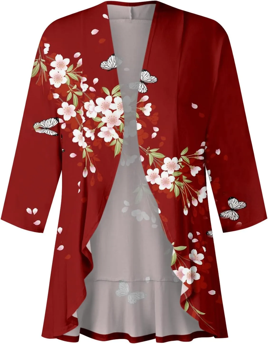 Kimono Cardigan Summer Cardigans for Women 2023 Trendy Ethnic Style Open Front 3/4 Sleeve Cardigan Open Front Tops