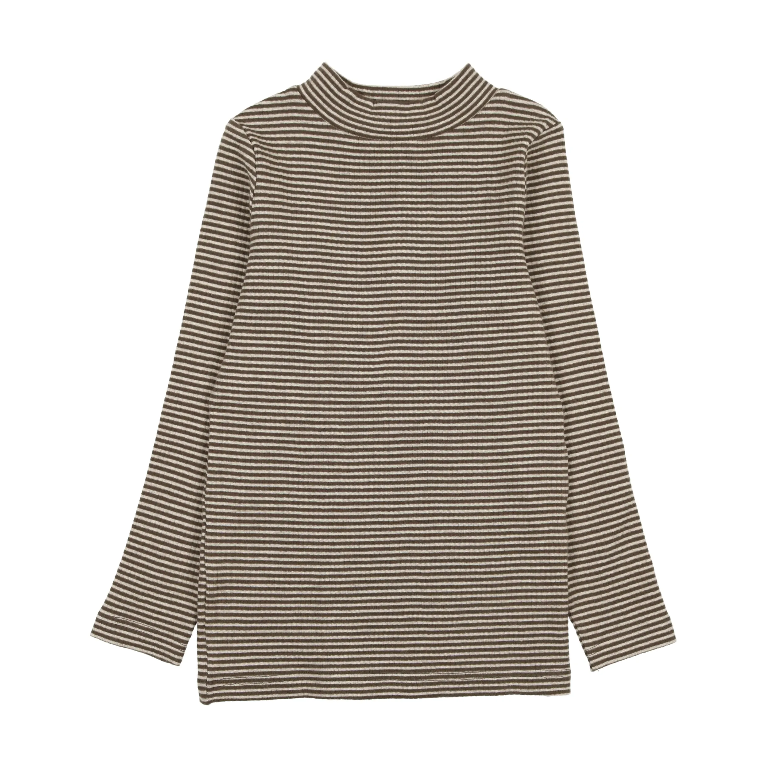 Kin   Kin Oatmeal/Taupe Stripe Girls Striped Mock Neck (K56)