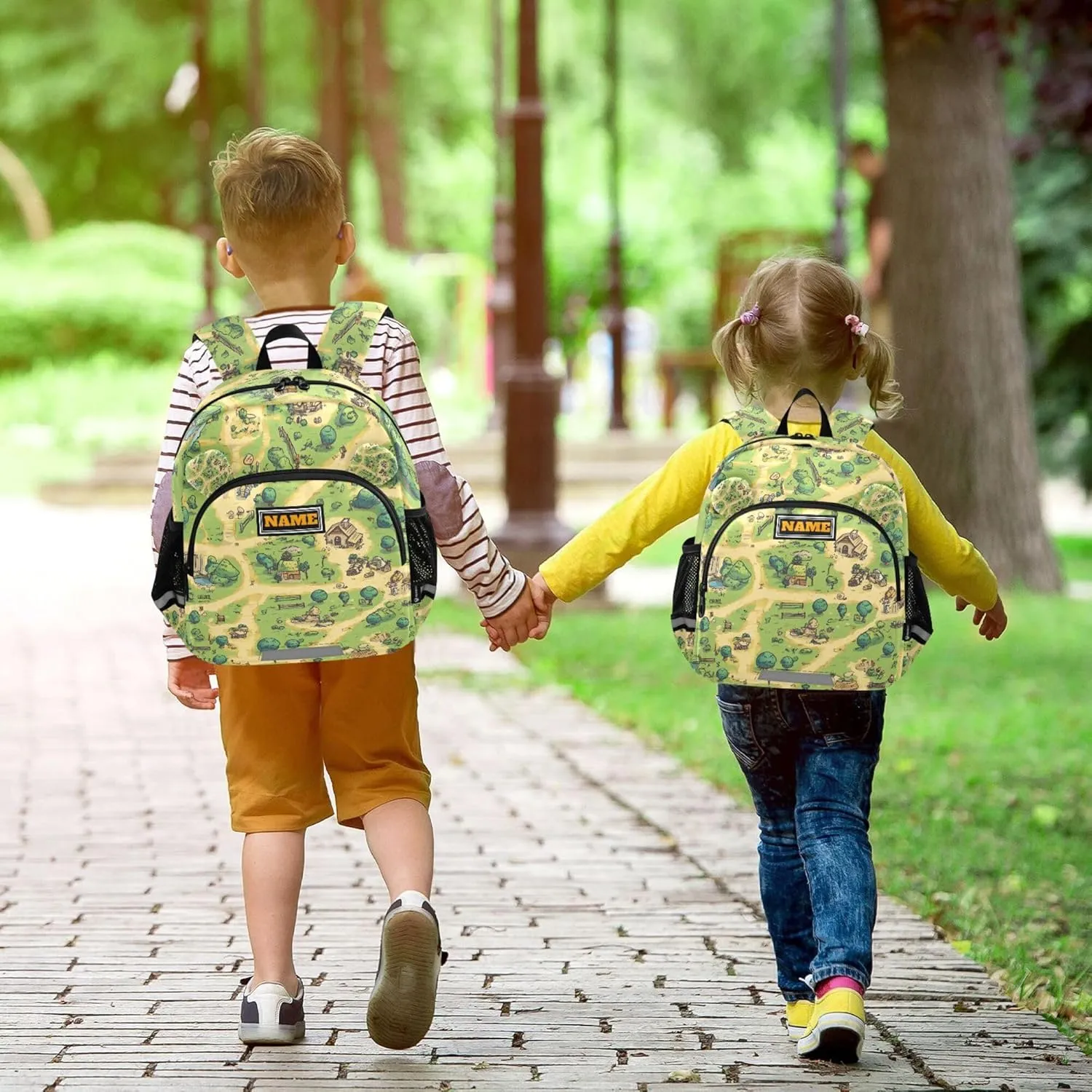 KLL Custom Cute Ears Toddler Backpack For Preschool Leash Boys Girls Anti-Lost Personalized School Backpack with Reflective Strip S Vintage Game Map