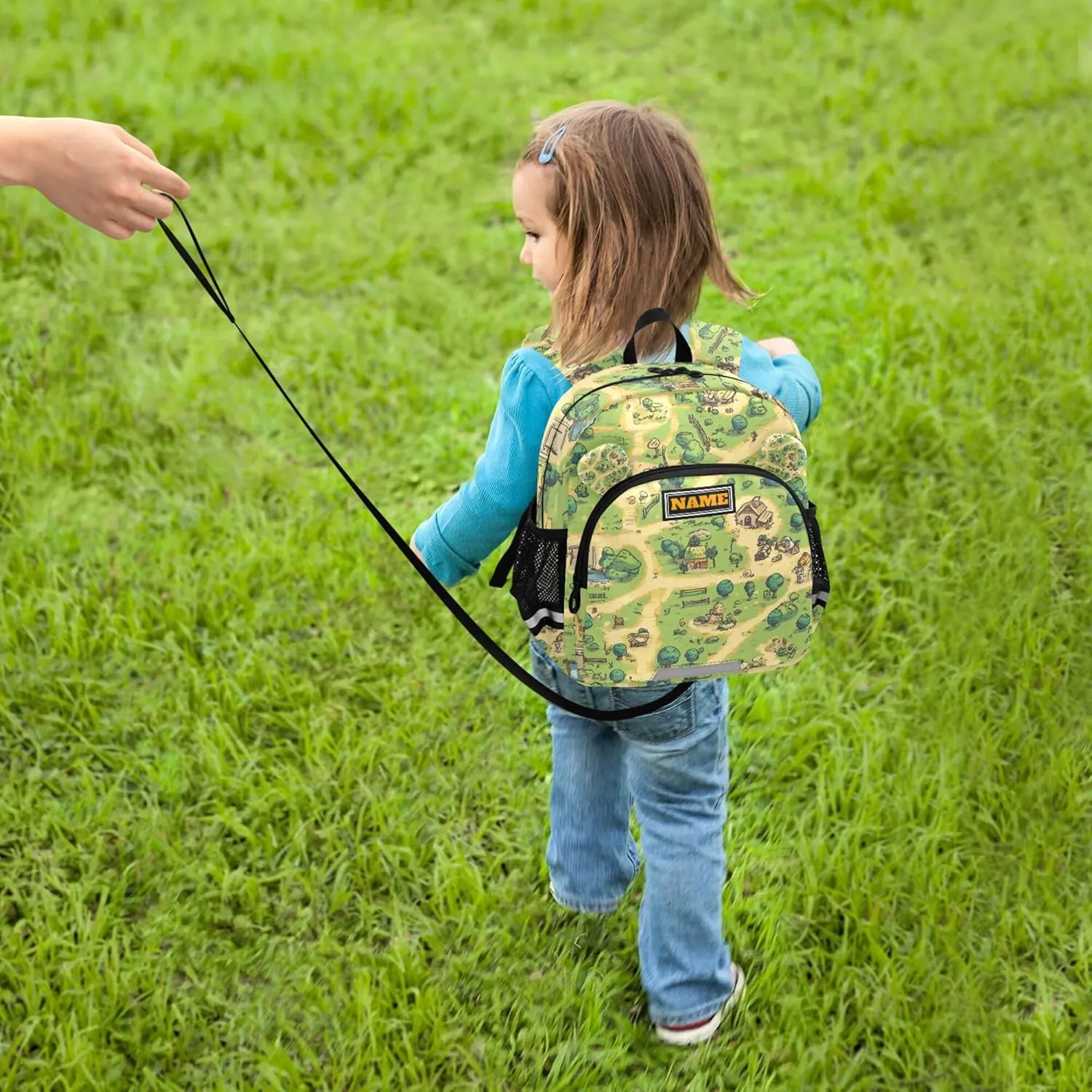 KLL Custom Cute Ears Toddler Backpack For Preschool Leash Boys Girls Anti-Lost Personalized School Backpack with Reflective Strip S Vintage Game Map