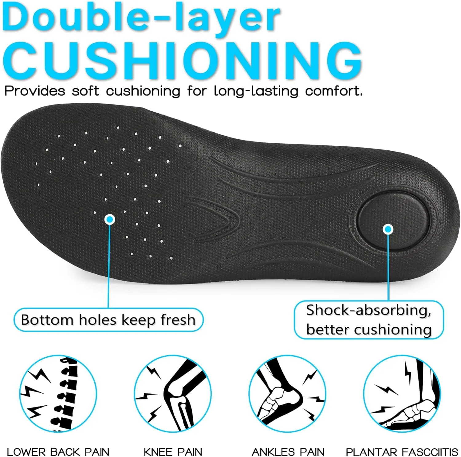 Knixmax Orthotic Insoles for Crocs Clog, Comfort Replacement Innersoles for Men Women, Wide Fit Shoe Inserts for Garden Shoes Sneakers Water Sandals Nurse Clogs Liners with Arch Support