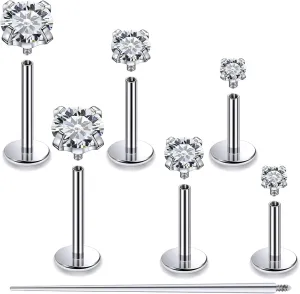 Kridzisw 20G 18G 16G F136 Titanium Flat Back Nose Rings Studs Implant Grade Screw on Nose Stud Hypoallergenic Lip Labret Piercings Tragus Cartilage Helix Earrings Piercing Jewelry for Women Men