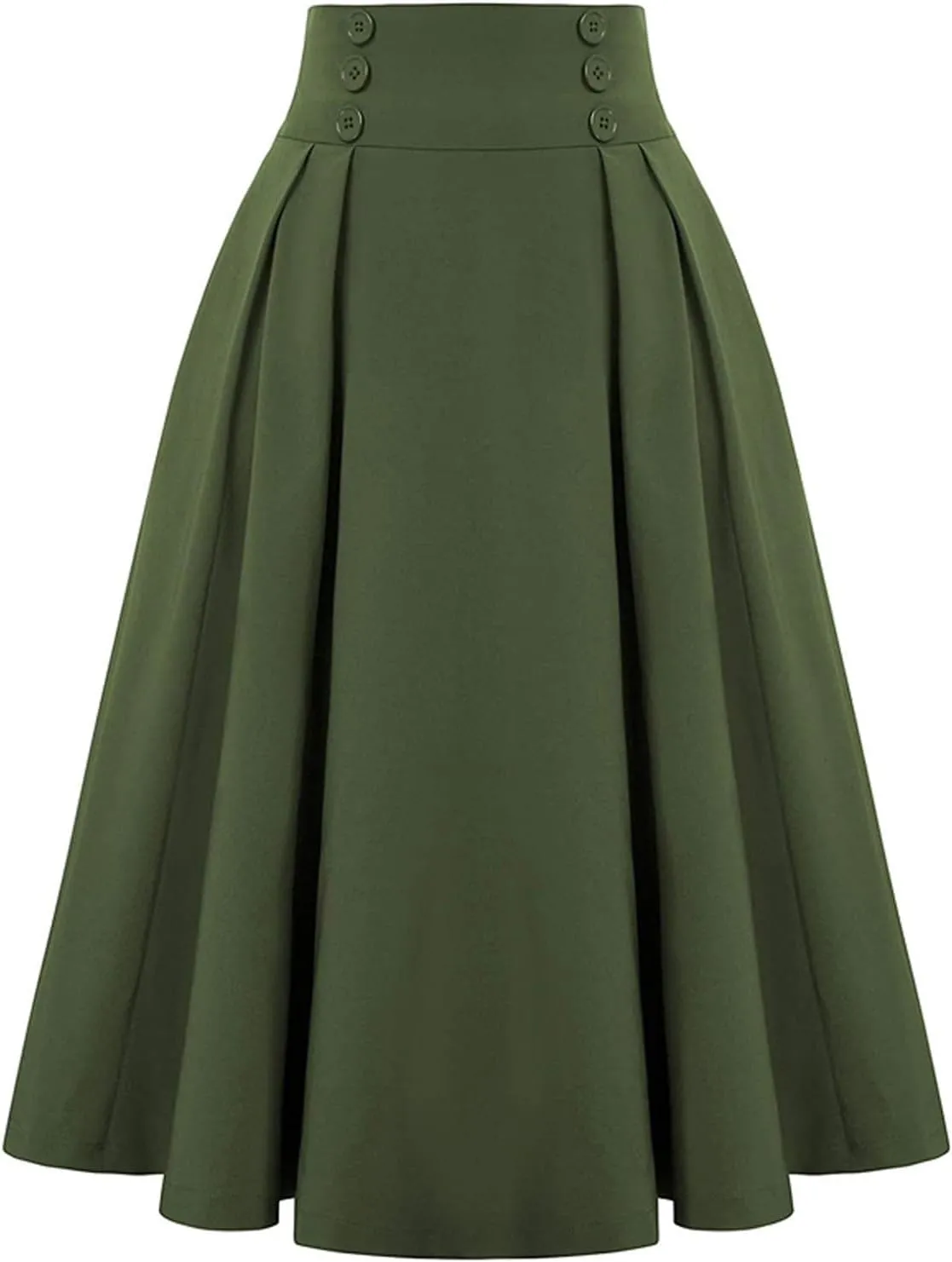 KUIOLYPOER Women Vintage Skirt High Waist Pleated Skirt Women's Ankle Length High Waist A-Line Flowy Long Maxi Skirt