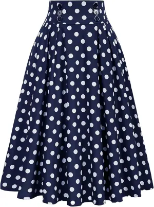 KUIOLYPOER Women Vintage Skirt High Waist Pleated Skirt Women's Ankle Length High Waist A-Line Flowy Long Maxi Skirt