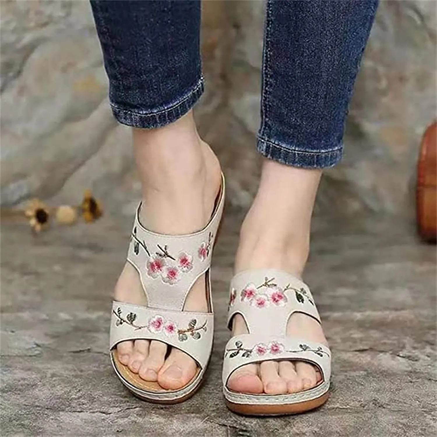 Ladmiple Orthopedic Sandals For Women Plantar Fasciitis Arch Heel Support Comfort Orthotic Slides Dressy Summer Flip Flops