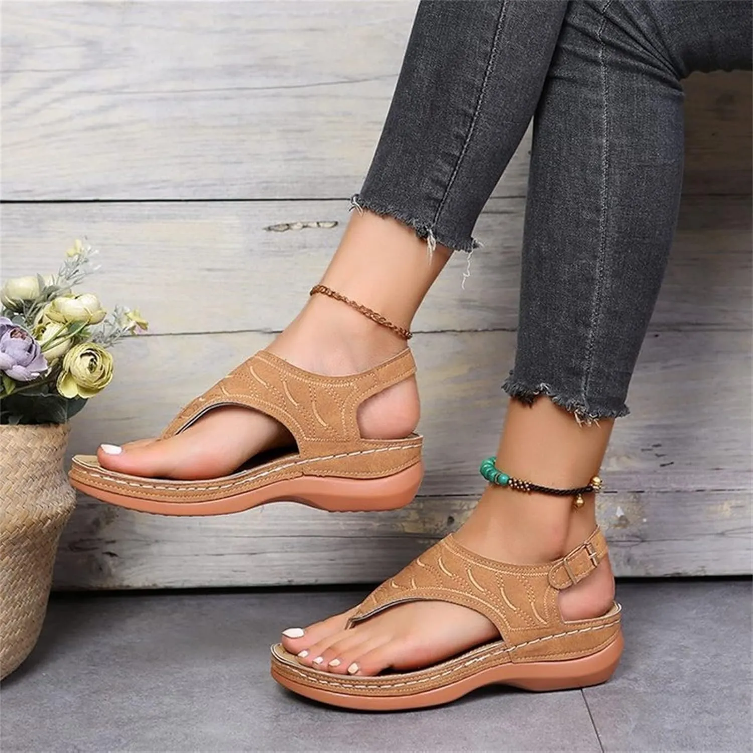Ladmiple Sandals for Women Fashion Flip Flops Platform Sandal Casual Beach Travel Clip Toe Slipppers Shoes Dressy Summer