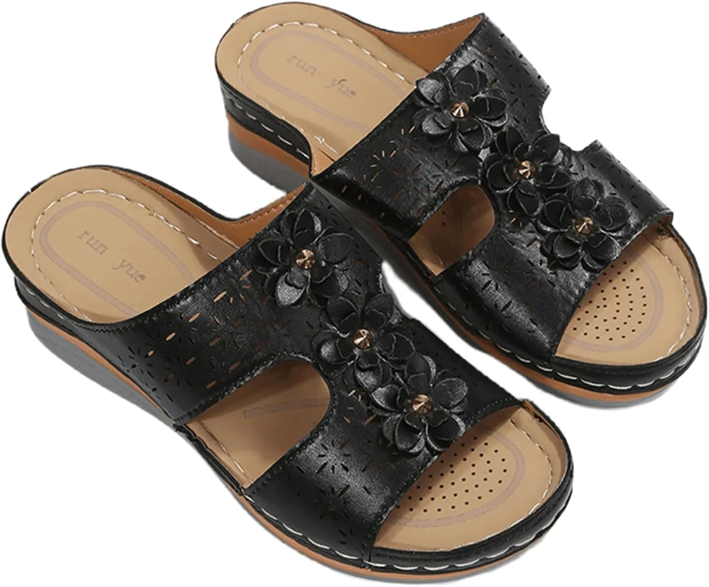 Ladmiple Sandals Women Beach Vacation Fashion Orthotic Slides Ladies Lightweight Athletic Slip On Slippers With Arch Support