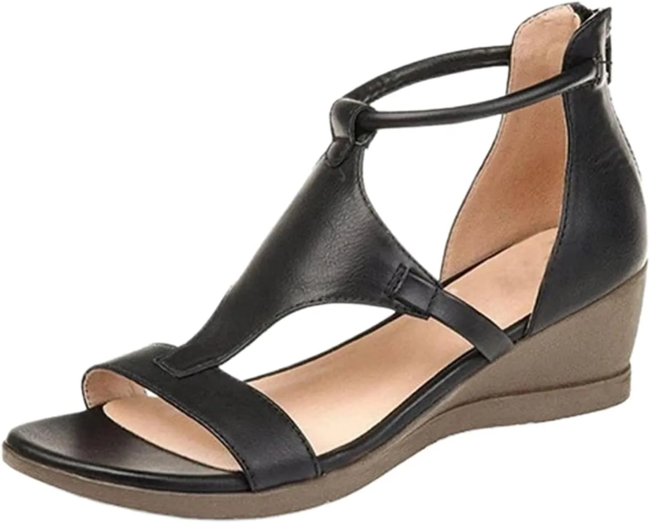 Ladmiple Sandals Women Comfortable Dressy Wedge Sandals Open Toe Ankle Strap Slip on Casual Platform Summer Dress Shoes