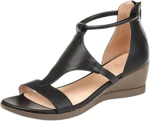 Ladmiple Sandals Women Comfortable Dressy Wedge Sandals Open Toe Ankle Strap Slip on Casual Platform Summer Dress Shoes