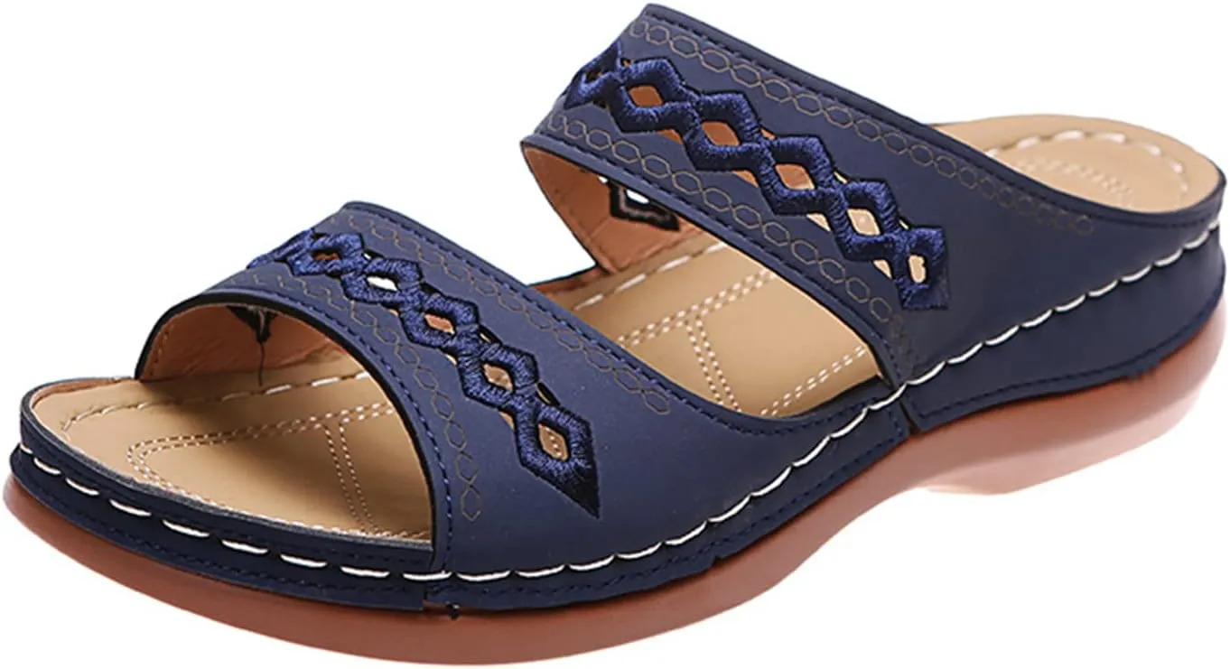 Ladmiple Sandals Women Dressy Summer Flat Cute Casual Beach Shoes Comfortable Orthopedic Slippers Orthotic Flip Flops Slides
