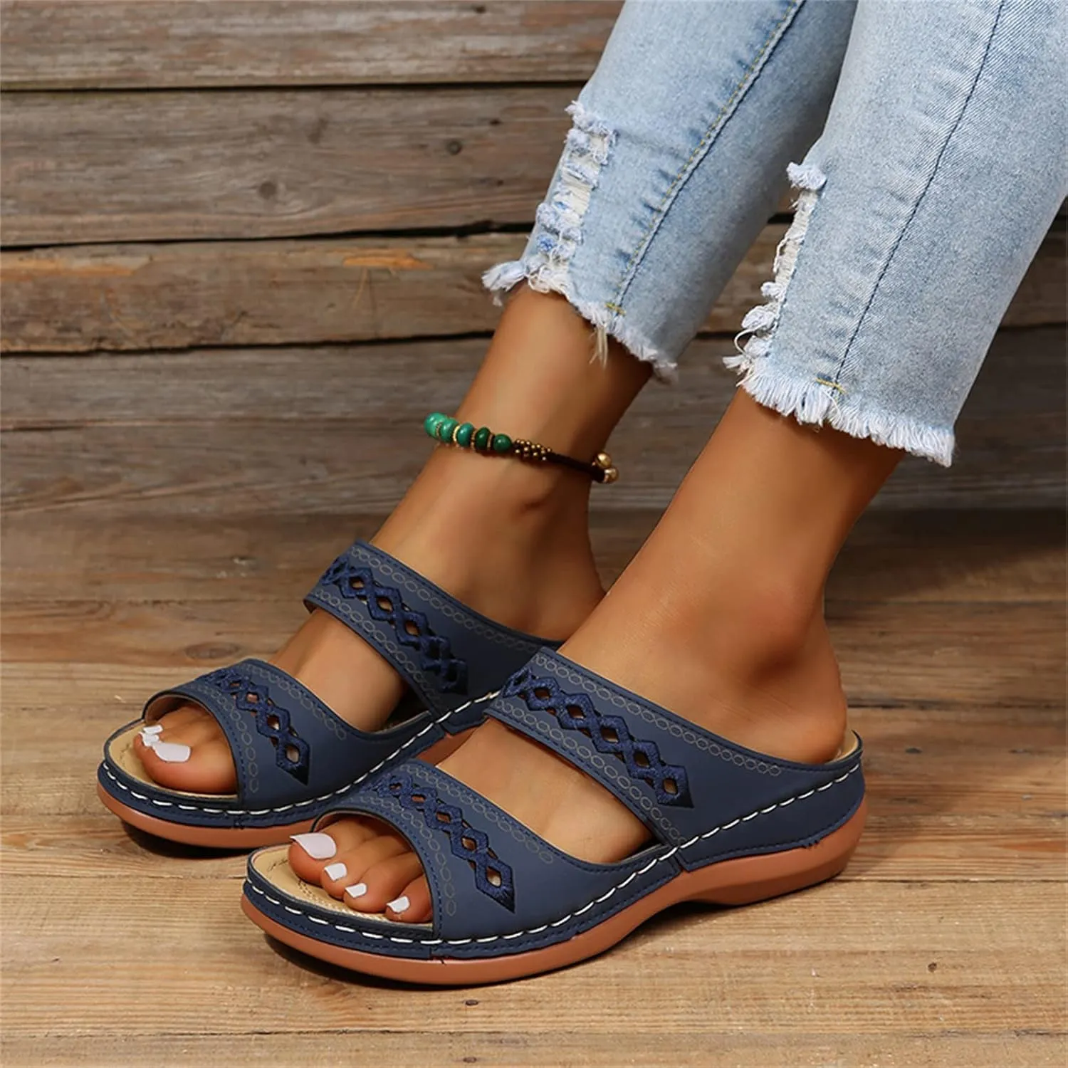 Ladmiple Sandals Women Dressy Summer Flat Cute Casual Beach Shoes Comfortable Orthopedic Slippers Orthotic Flip Flops Slides