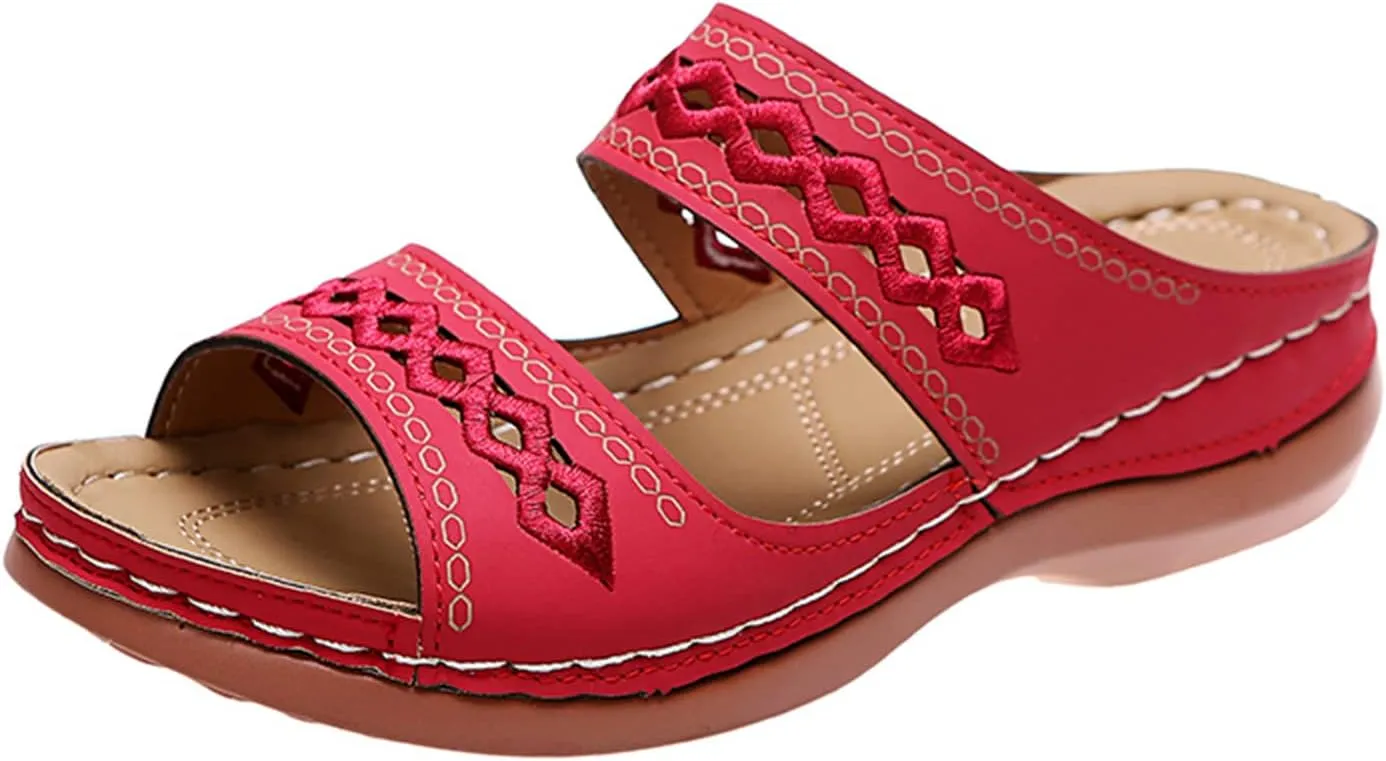 Ladmiple Sandals Women Dressy Summer Flat Cute Casual Beach Shoes Orthotic Slides Comfortable Walking Orthopedic Flip Flops