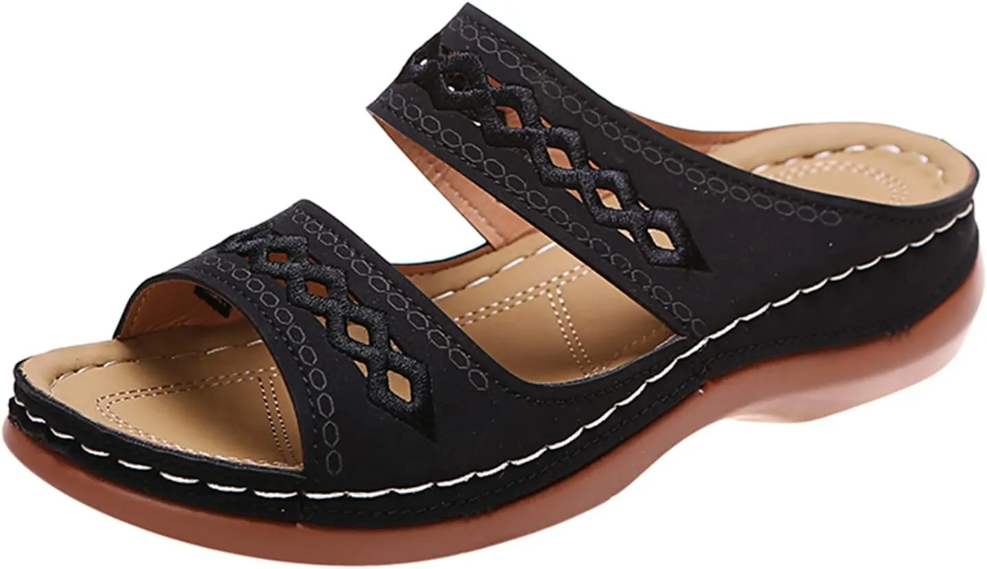 Ladmiple Sandals Women Dressy Summer Flat Cute Casual Beach Shoes Orthotic Slides Comfortable Walking Orthopedic Flip Flops