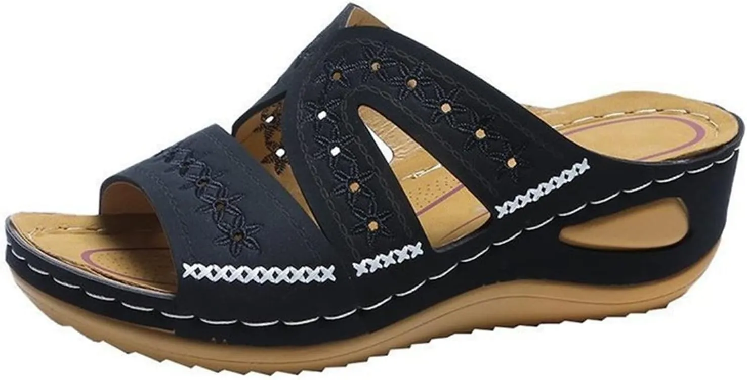 Ladmiple Sandals Women Fashion Wedges Orthopedic Sandals Comfortable Arch Support Orthotic Flip Flops Dressy Summer Slides