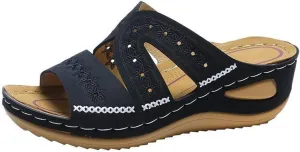 Ladmiple Sandals Women Fashion Wedges Orthopedic Sandals Comfortable Arch Support Orthotic Flip Flops Dressy Summer Slides