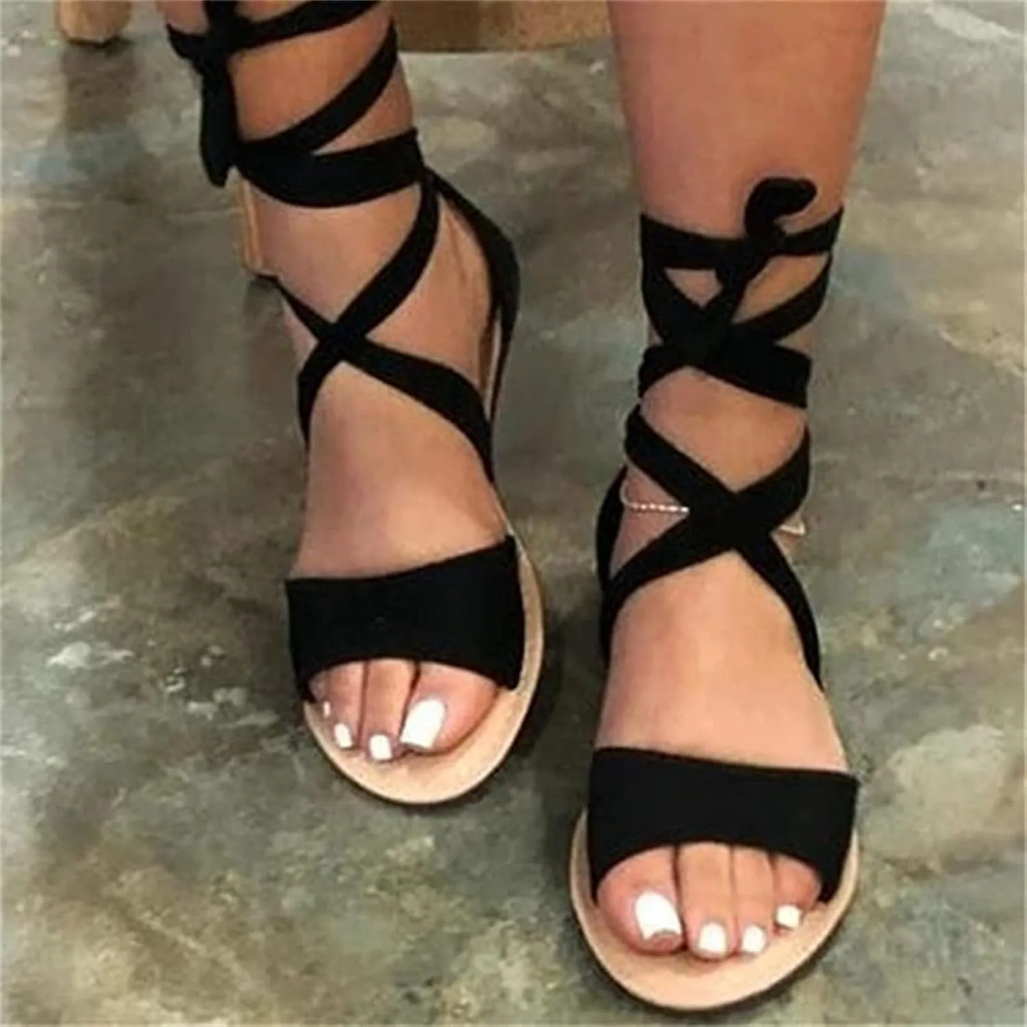 Ladmiple Womens Sandal Dressy 2023 Summer Fashion Comfort Strappy Flip Flops Beach Roman Open Toe Flat Slippers Sandal