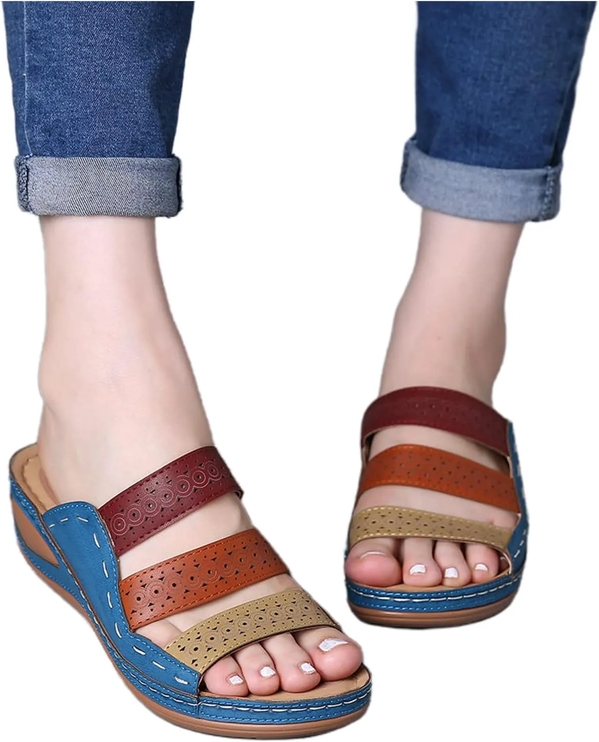 Ladmiple Womens Sandals Comfortable Causal Summer Flip Flops Arch Support Beach Roman Open Toe Orthopedic Sandal Outdoor