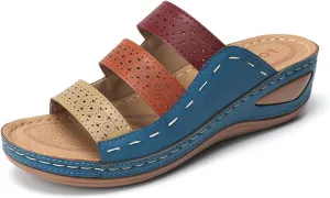 Ladmiple Womens Sandals Comfortable Causal Summer Flip Flops Arch Support Beach Roman Open Toe Orthopedic Sandal Outdoor