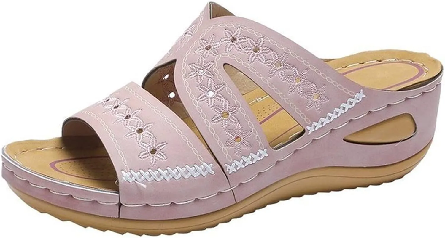 Ladmiple Womens Sandals Comfortable Dressy Slip On Orthotic Slides Summer Walking Orthopedic Flip Flops with Arch Support