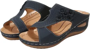 Ladmiple Womens Sandals Comfortable Dressy Wedge Heel Walking Summer Orthotic Flip Flop Orthopedic Slippers with Arch Support