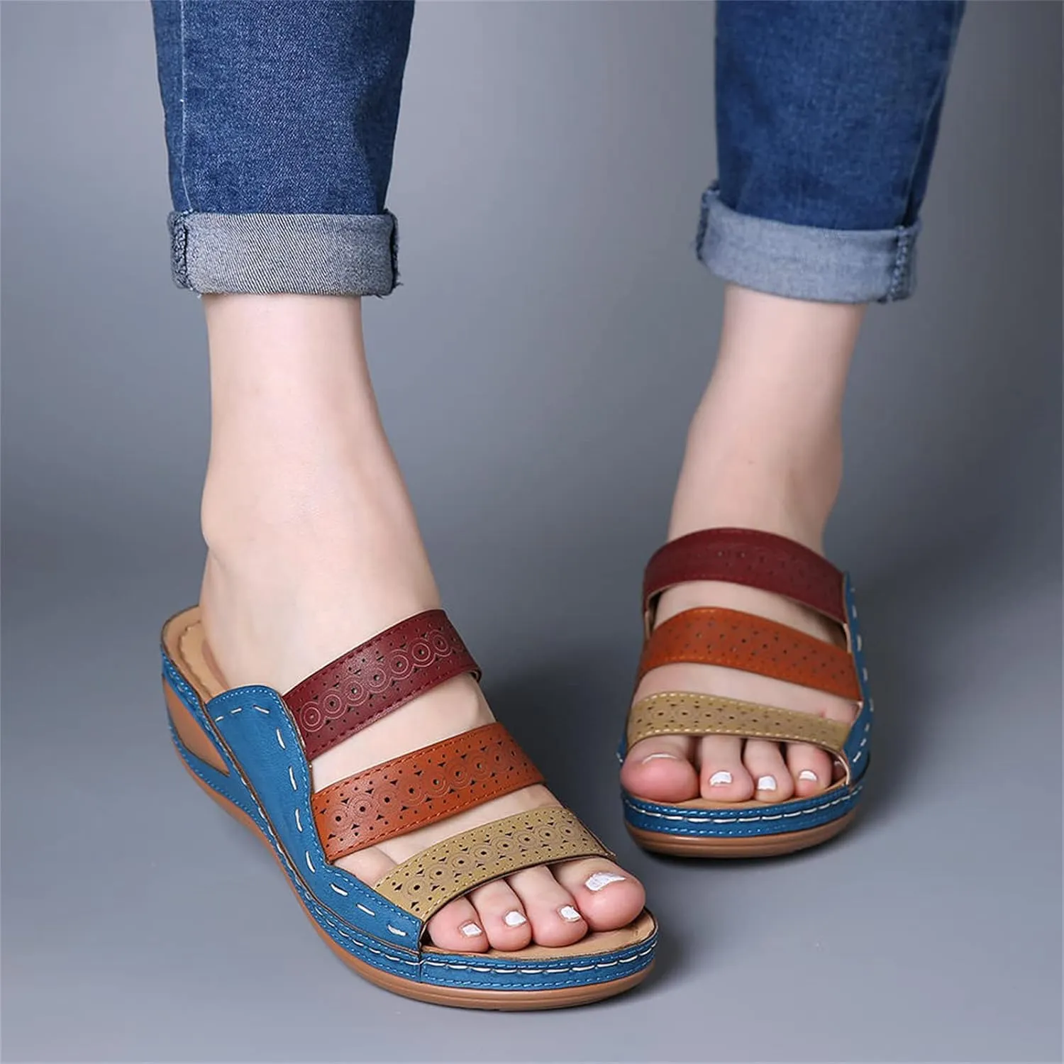 Ladmiple Womens Sandals Comfortable Walking Dressy Flip Flops Orthopedic Slippers Summer Orthotic Slides with Arch Support