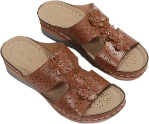Ladmiple Womens Sandals Comfortable Walking Slip On Orthotic Flip Flops Casual Summer Orthopedic Slides With Arch Support