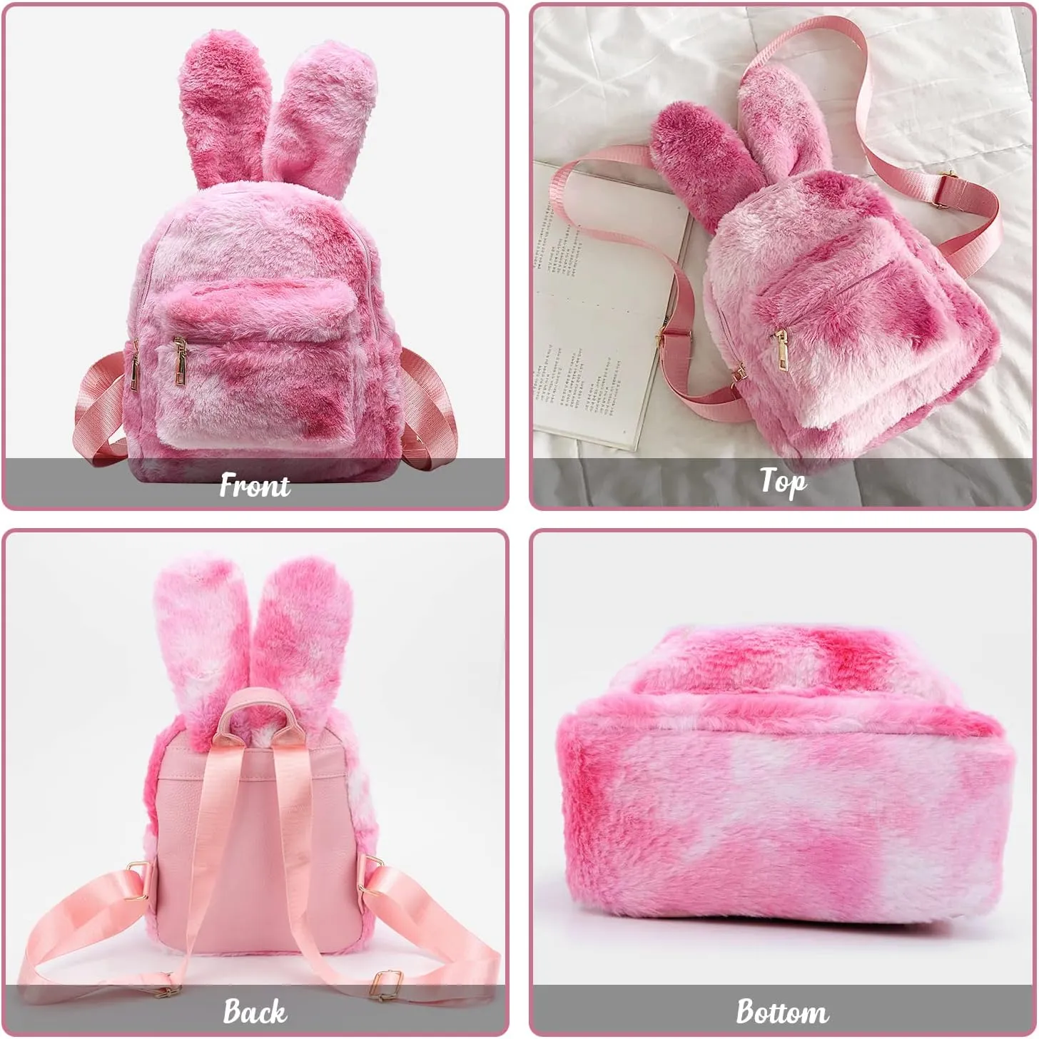 Lanpet Cute Bunny Backpacks for Women Rabbit Ears Backpack Fluffy Shoulder Bag Satchel