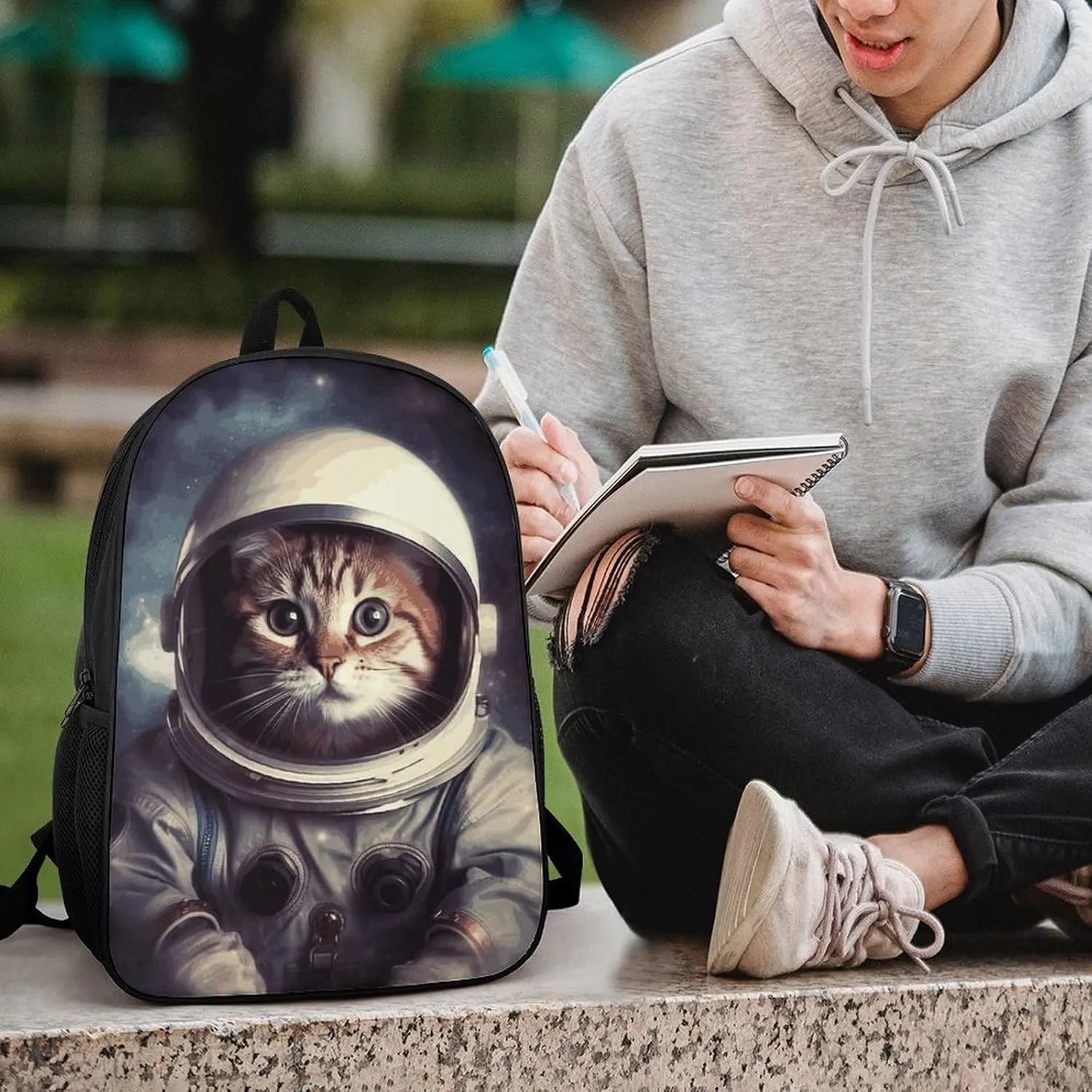 Laptop Backpack for Men Women Daypack Animal Cat Astronaut Computer Bag Travel Backpacks Laptop Bag
