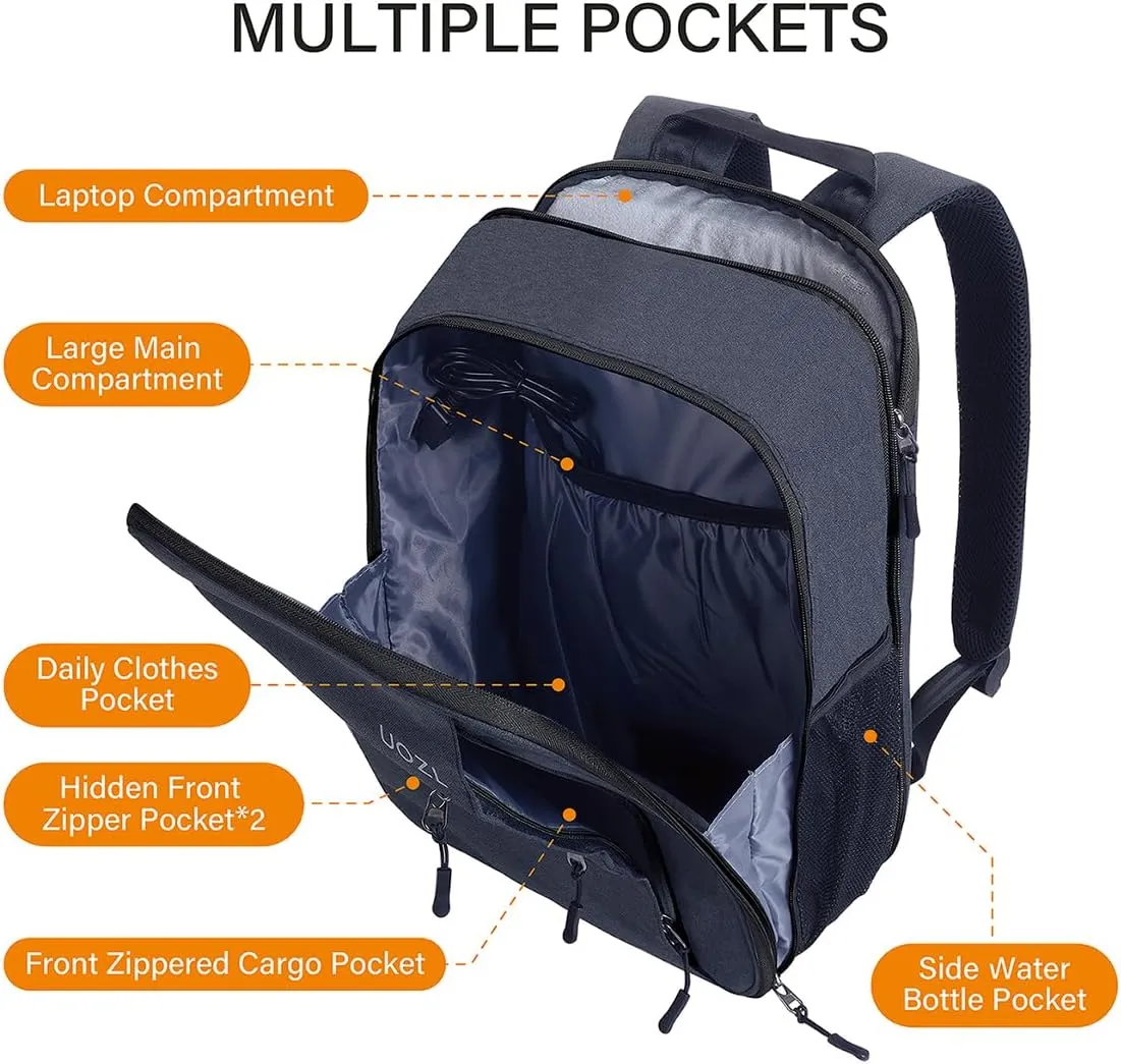Laptop Backpack Slim & Expandable with Hidden Built-in Usb Spill-Resistant Notebooks Bag Case for Most 13-15 Inch MacBooks Surface-Books Dell HP Lenovo Asus Computers (DarkGrey-Black)