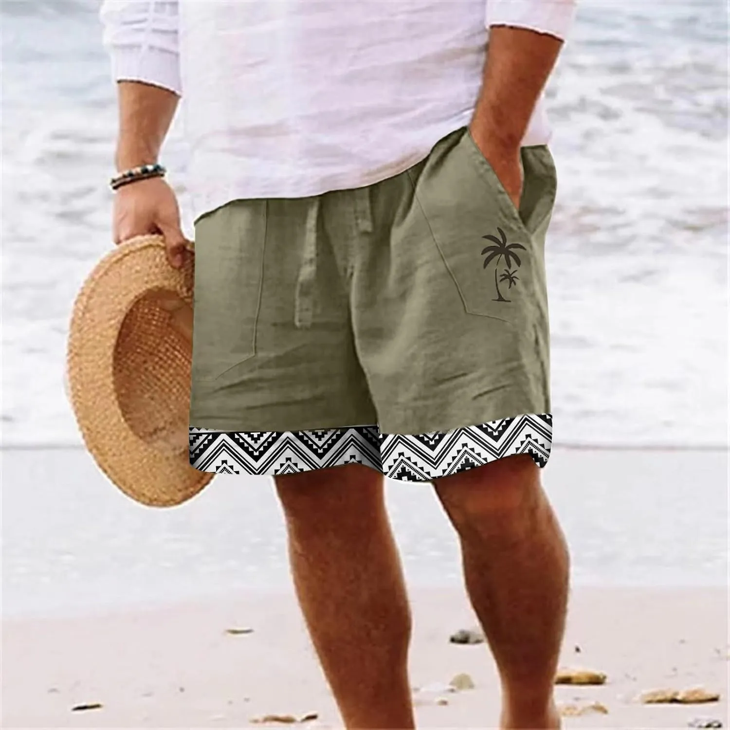 LCMTWX Shorts for Men Casual Summer 3D Coconut Tree Printed Beach Trendy Shorts Shorts for Men Casual Black Mens Active
