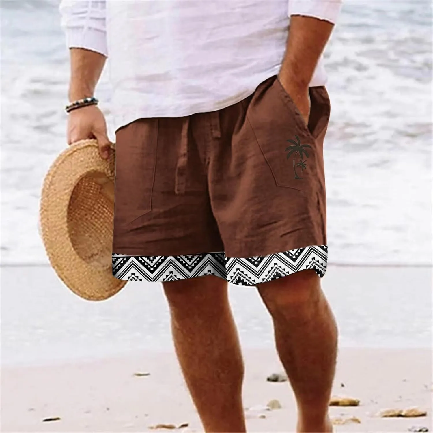 LCMTWX Shorts for Men Casual Summer 3D Coconut Tree Printed Beach Trendy Shorts Shorts for Men Casual Black Mens Active