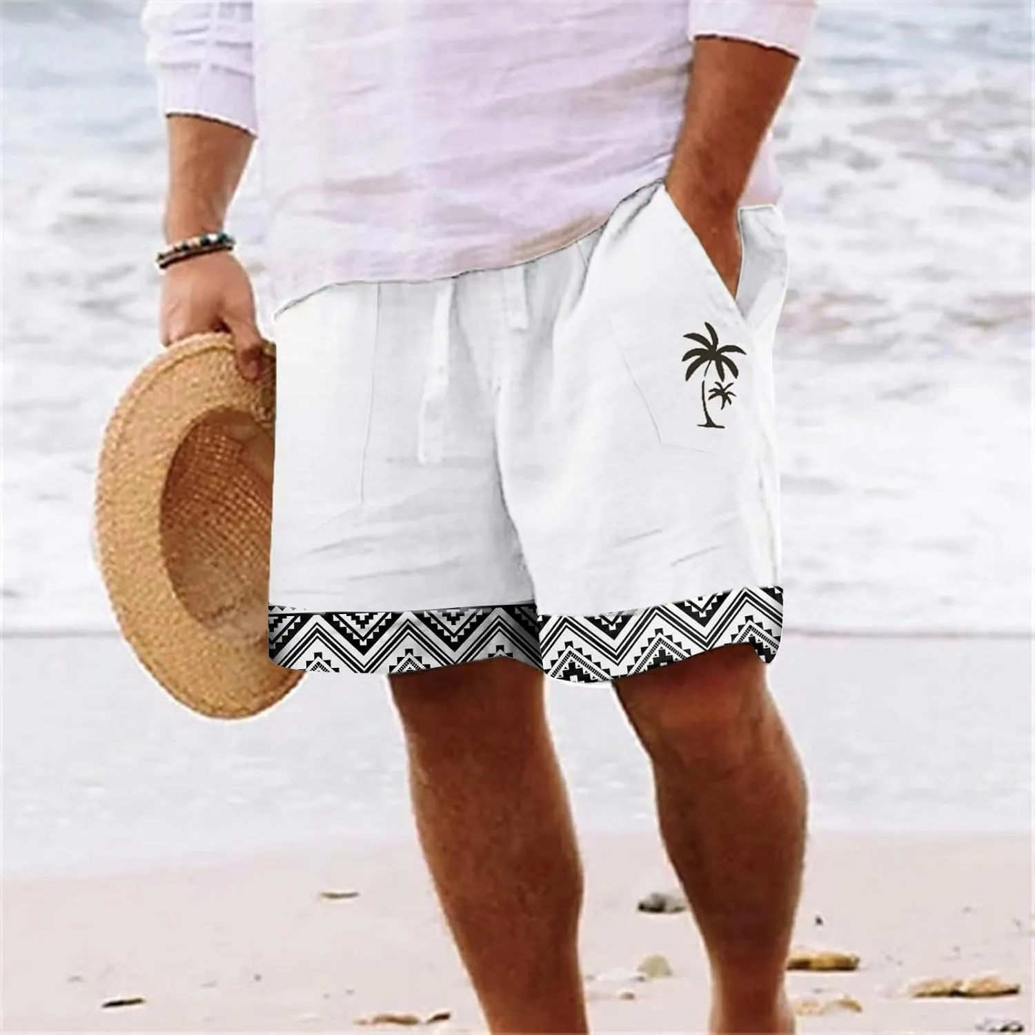 LCMTWX Shorts for Men Casual Summer 3D Coconut Tree Printed Beach Trendy Shorts Shorts for Men Casual Black Mens Active