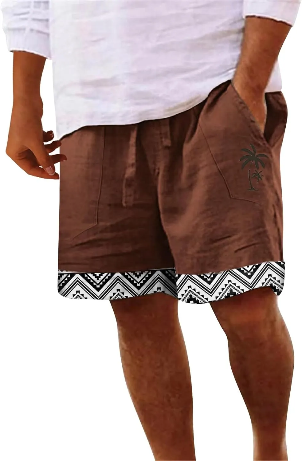 LCMTWX Shorts for Men Casual Summer 3D Coconut Tree Printed Beach Trendy Shorts Shorts for Men Casual Black Mens Active