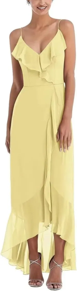 Lcybem High Low Chiffon Bridesmaid Dresses Ruffled Style Evening Dress Chiffon Summer Bohemian Party Dress