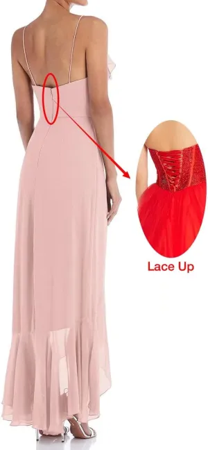 Lcybem High Low Chiffon Bridesmaid Dresses Ruffled Style Evening Dress Chiffon Summer Bohemian Party Dress