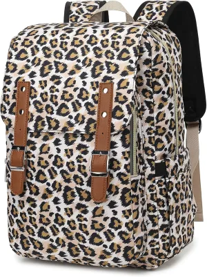 Leopard Laptop Backpack for Women Girls, 15.6 inch College School Backpacks Travel Casual Daypack