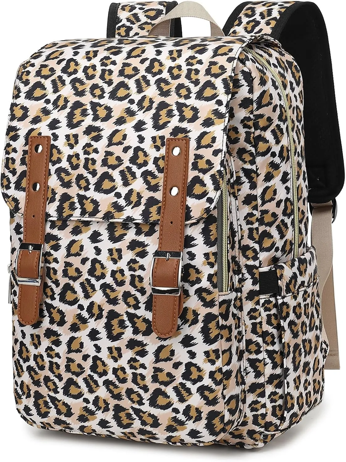 Leopard Laptop Backpack for Women Girls, 15.6 inch College School Backpacks Travel Casual Daypack