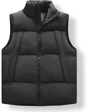 Lightweight Puffer Vest Men Sleeveless Winter Coat Stand Collar Vest Zip Up Down Vest Big and Tall Puffer Vest