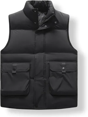 Lightweight Puffer Vest Men Sleeveless Winter Coat Stand Collar Vest Zip Up Down Vest Big and Tall Puffer Vest