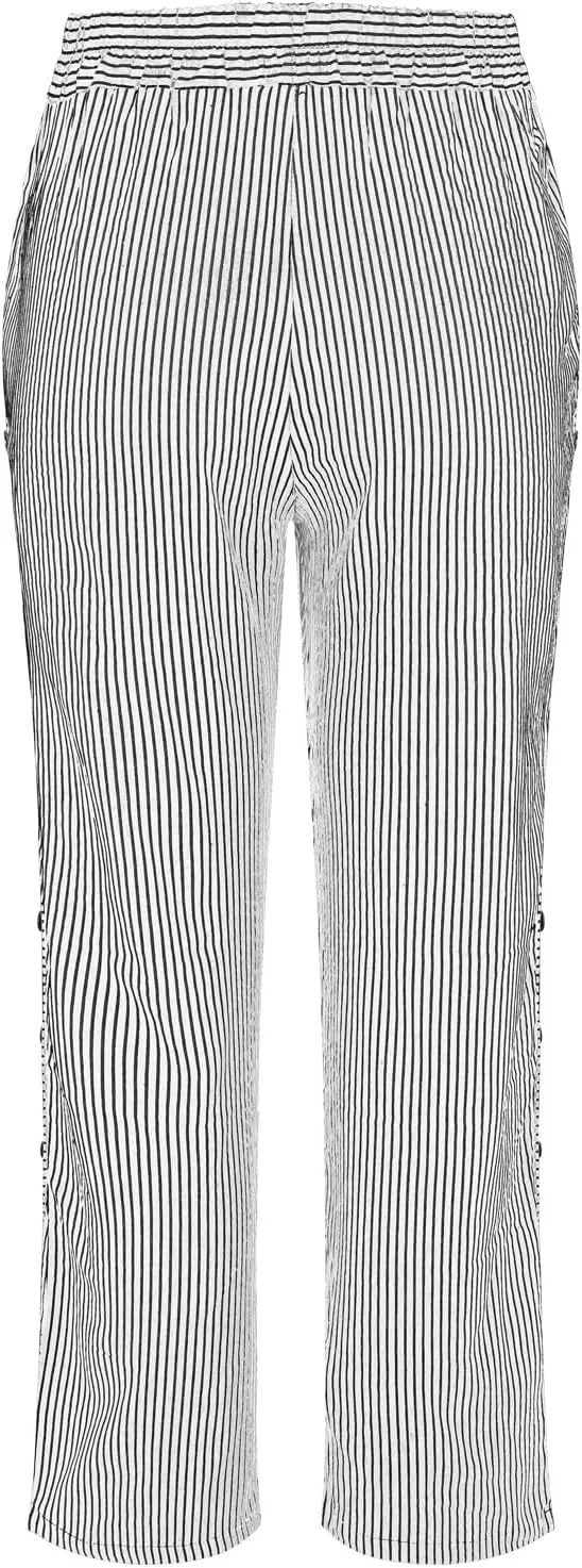 Linen Pants for Women 2025 Plus Size Trendy Striped Spring Summer Gauze Pants Casual Elastic Waist Comfy Trousers