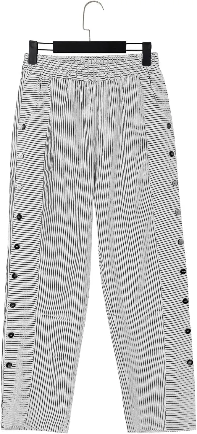 Linen Pants for Women 2025 Plus Size Trendy Striped Spring Summer Gauze Pants Casual Elastic Waist Comfy Trousers