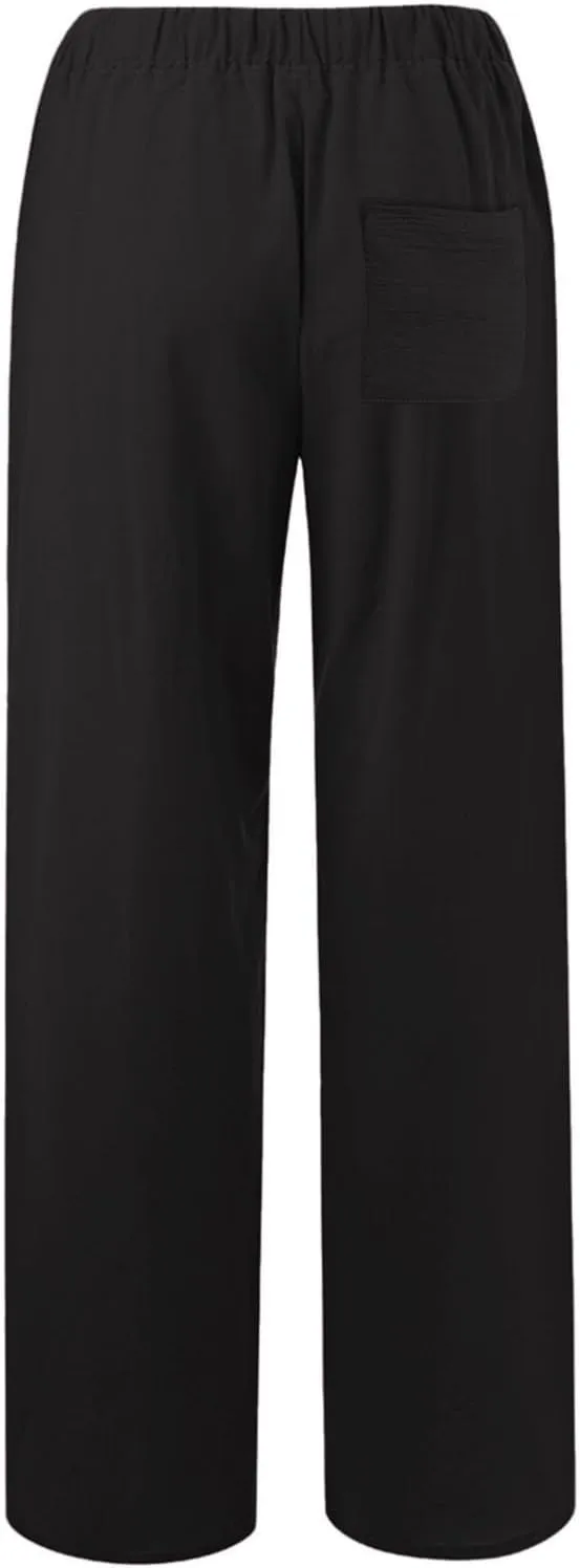 Linen Pants for Women Summer, Fashion Wide Leg Casual Cotton Breathable High Waisted Drawstring Soft Comfort Trousers