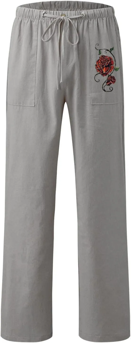 Linen Pants Women Summer Cropped Straight Leg Crop Pants Ladies Casual Long Loose Pant Slacks Women's Wide Leg Linen