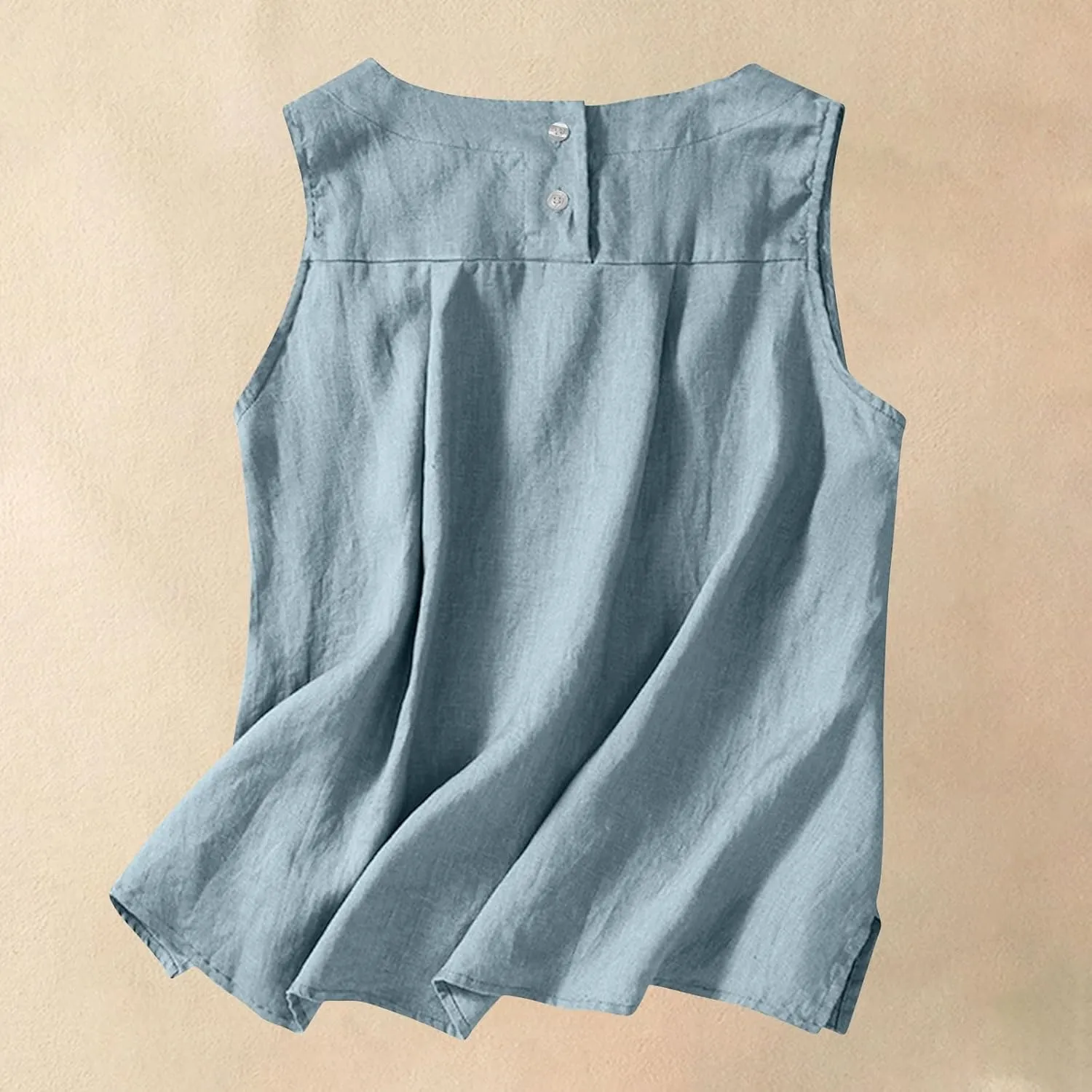Linen Tank Tops for Women Loose Fit Cropped Slit Sleeveless Shirts Casual Basic Camisole Blouses 2025 Summer Tanks