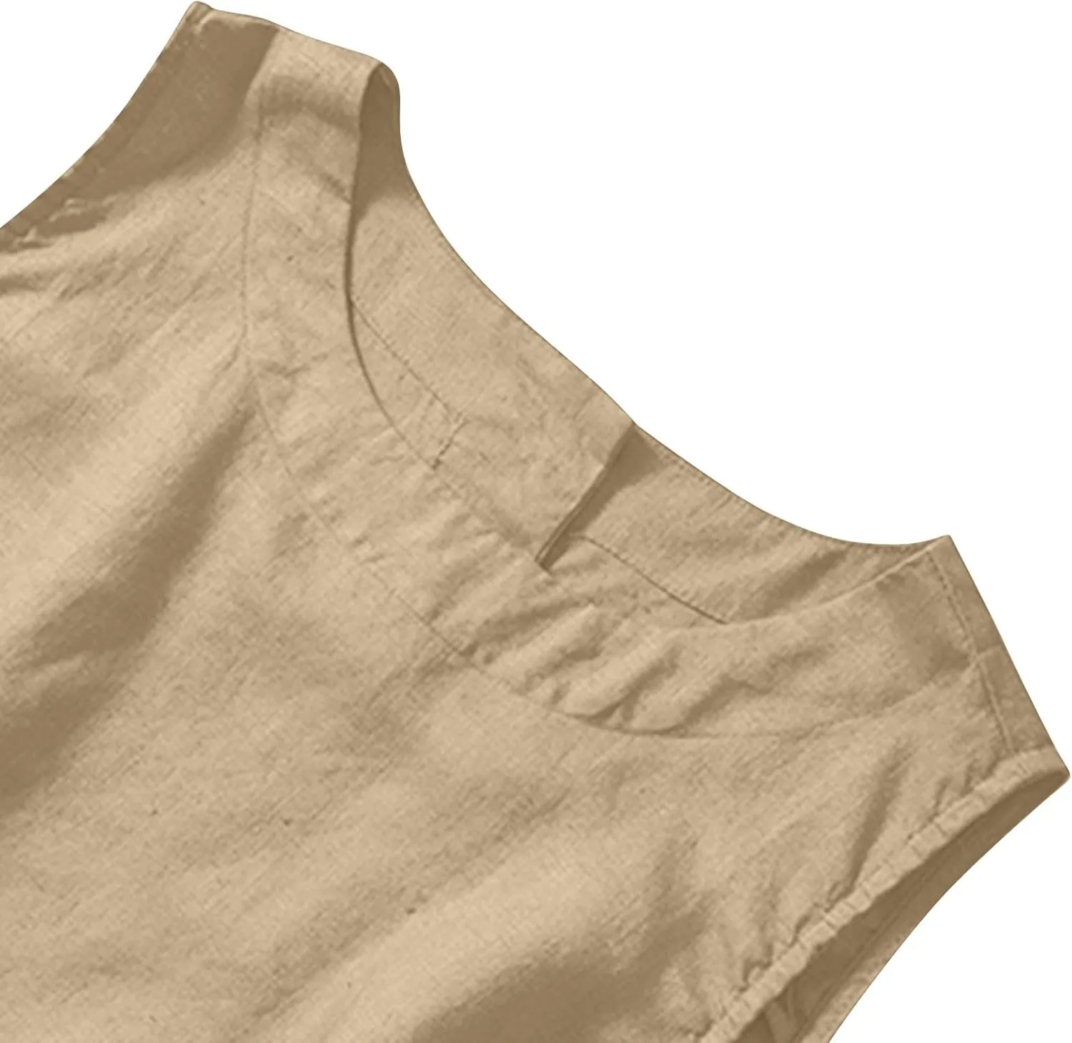 Linen Tank Tops for Women Loose Fit Cropped Slit Sleeveless Shirts Casual Basic Camisole Blouses 2025 Summer Tanks